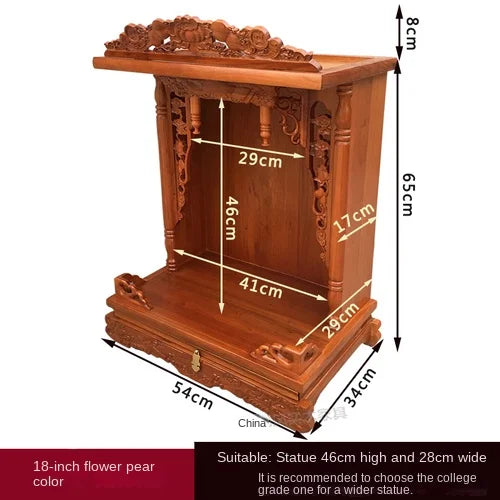 Standing Cabinet with Buddhist Nativity, Solid Wood, God of Wealth