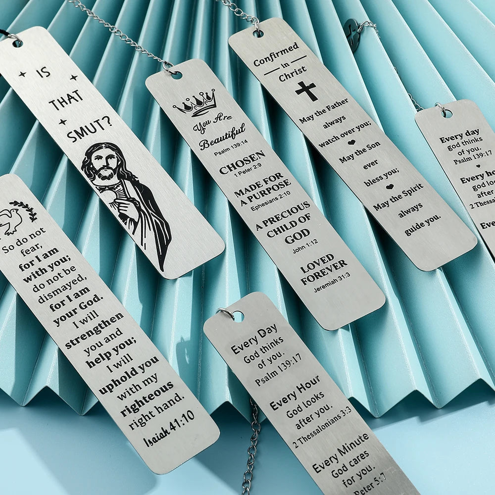 Religious Stainless Steel Bookmarks with Charms，Durable Page Markers for Christians, Bible Readers & Gift - Givers