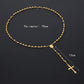 Gold Color Rosary Necklace For Women Men Long 6MM Beads Chain Crucifix Cross Pendant Religious Prayer Party Jewelry Gift