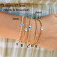 Vlen Evil Eye Bracelet for Women Hamsa Hand Protection Jewelry 18K Gold Plated Adjustable Stretch Pulsera Spiritual Gift for Her