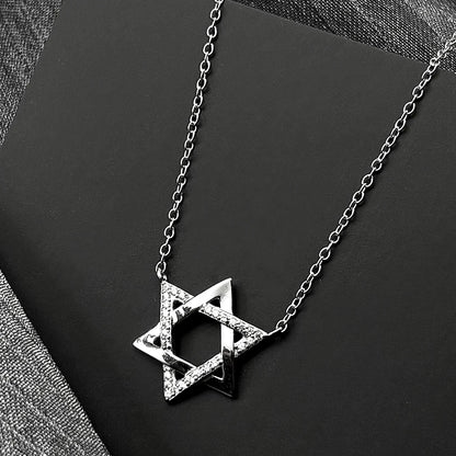 925 Sterling Silver Jewish Star of David Zircons Pendant Necklace for Women Silver Color Choker Chain Israel Magen Jewelry Gift