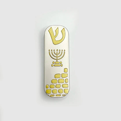 Protection Car Mezuzah with Travelers Prayer Scroll Jewish Star of David & 7 Branch Menorah Design Judaica Gift