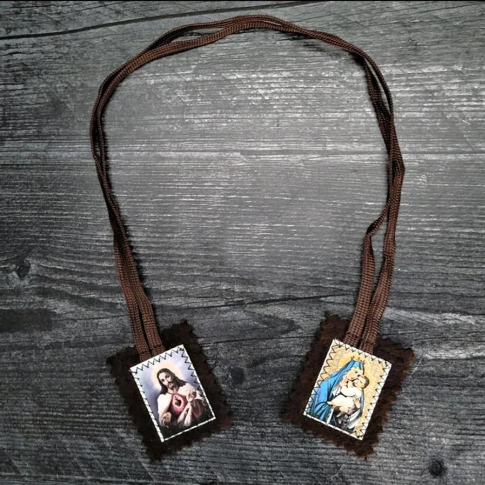5Pcs/Lot Church Group Prayer Baptism Communion Sacraments Gifts Our Lady of Mt. Carmel and Sacred Heart of Jesus Scapular Badges