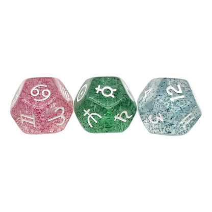 3Pcs Astrology Dice D8 D12 Tarot Dice Polyhedral Pearl Pattern Dice for Divination Astrology Tarot Cards Accessory