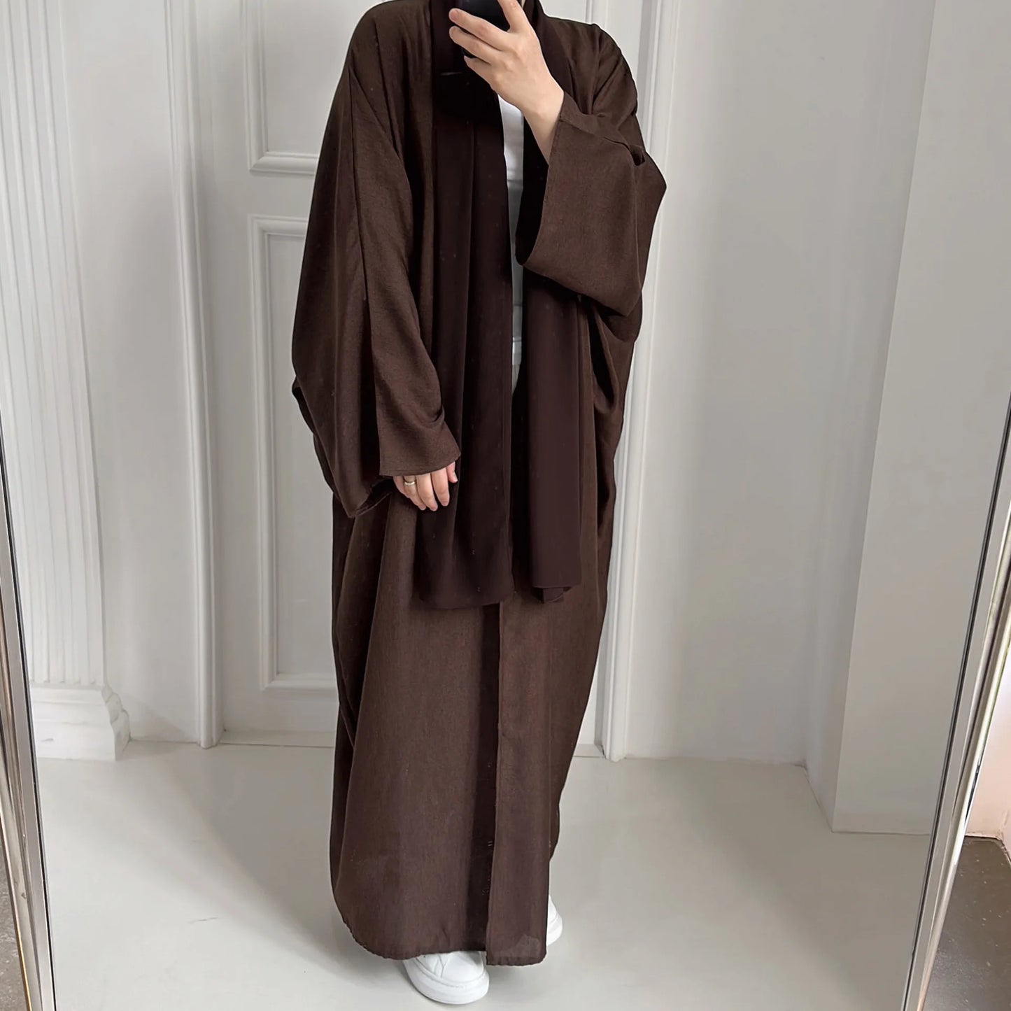 Summer Abaya Dubai Turkey Muslim Batwing Sleeves Islamic Clothing Women Hijabi Outwear Ramadan Eid Kaftan Open Front Kimono