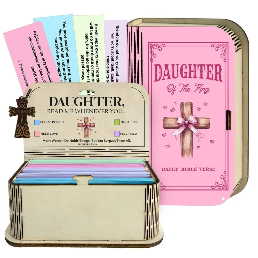 Inspirational 150 Cards Set Bible Verse Cards Daily Inspiration Handmade Bible Verses Box Bible Study Wooden Storage Son