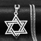 Hip Hop Jewish Hexagram Long Necklaces Stainless Steel David Star Israel Mezuzah Necklace Sweater Neck Chain Jewelry Gifts NA193