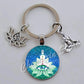 Indian Buddha Meditation 7 Chakra Mandala Psychedelic Yoga Glass Cabochon Keychain Ornament