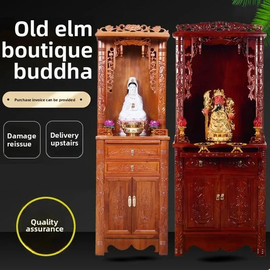 ZZ Buddhist shrine shrine vertical cabinet offering rack God of Wealth Bodhisattva offering table Solid wood household