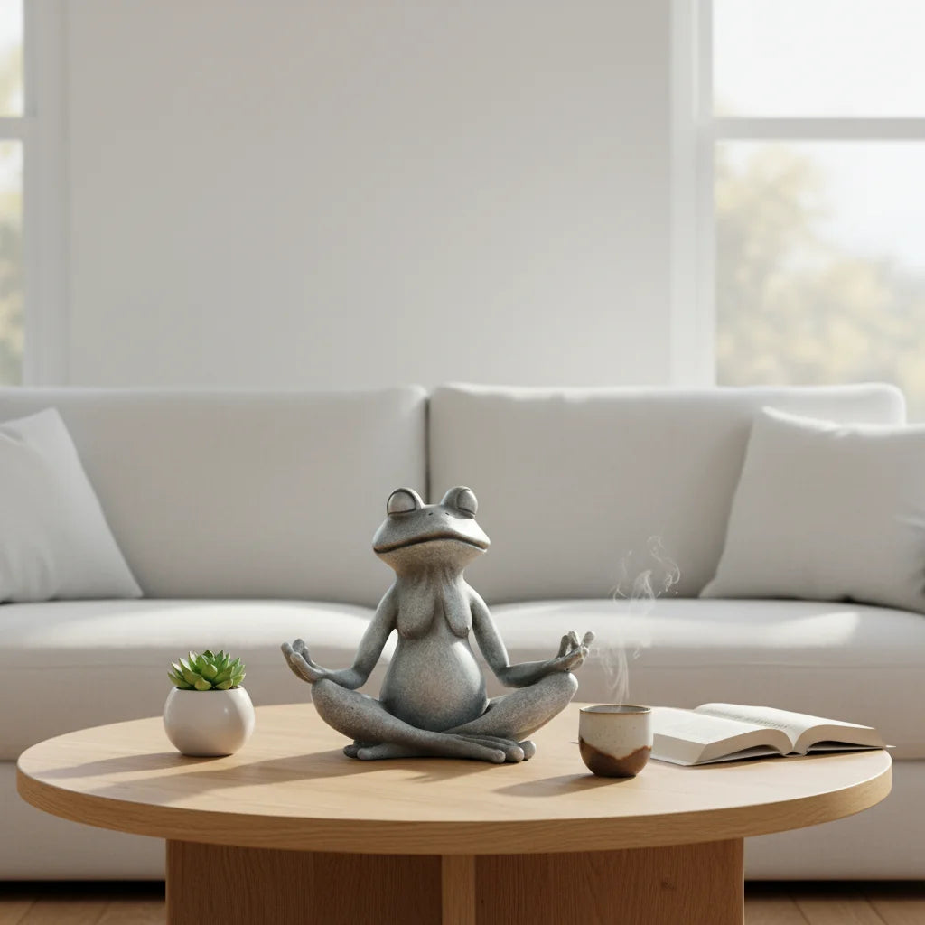 VILEAD Original Design Meditating Frog Sage Resin Zen Artistic Figurine Decorative Garden Statue Home Office Desk Decor