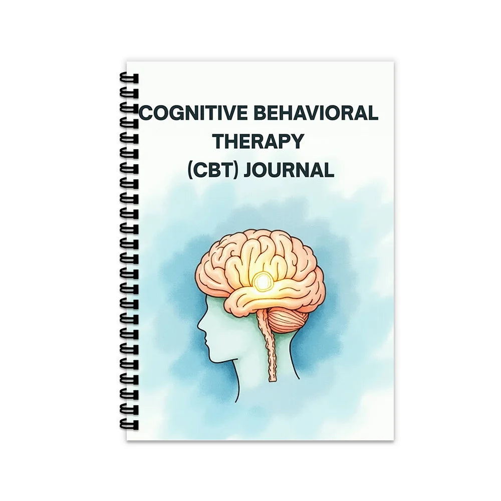 1SET Spiral Notebooks CBT Therapy Emotional Wellness Journal, Brain-Illustrated Mental Health Notebook, Spiral Binding, Cognitiv
