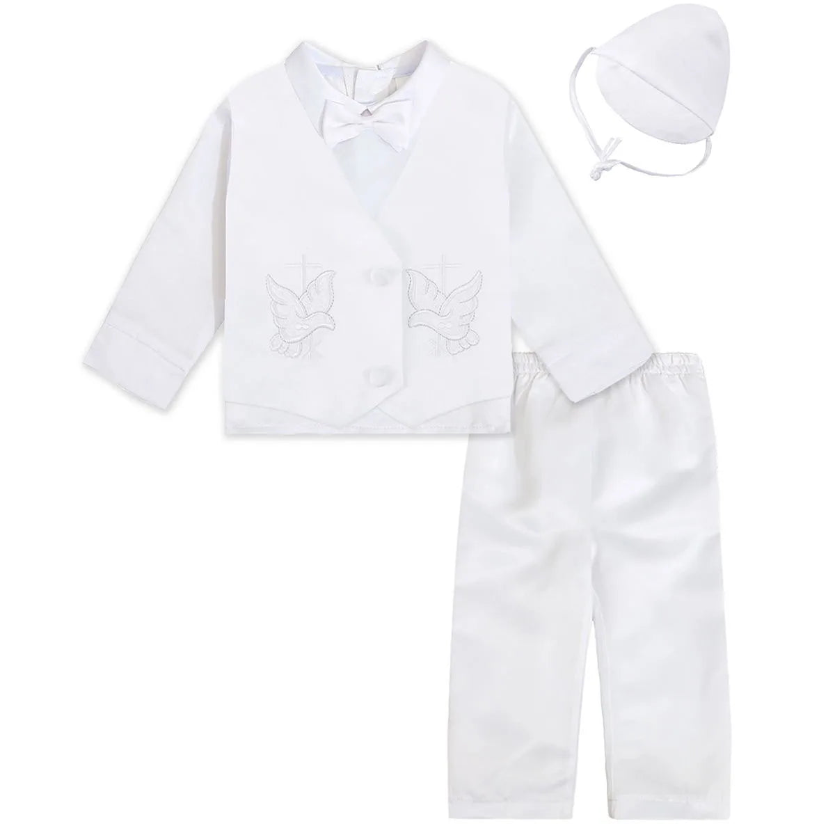 Baby Boys Baptism Outfits Infant Wedding Birthday Party White Cartoon Dove Newborn Formal Gentleman Suits Christening Clothes