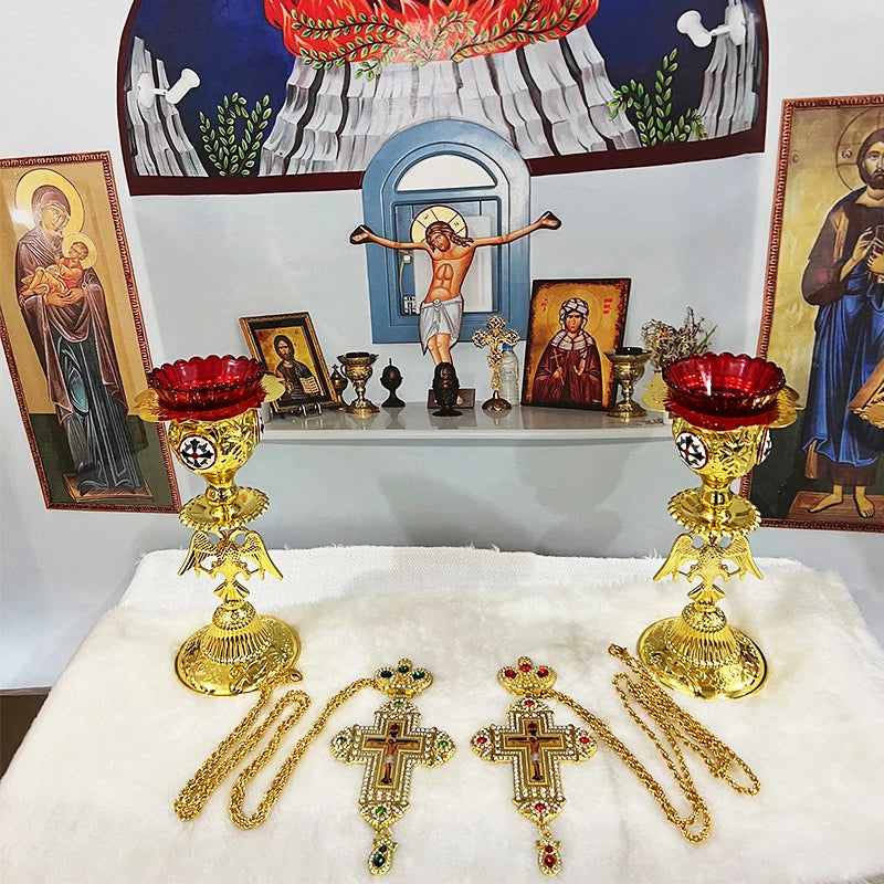 HTISOK Orthodox Cross Necklace Jesus Crucifix Pendants Gold Chain Religious Jewelry православным крестом