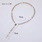Blue Rosary Necklace For Women Men 6MM Wooden Prayer Beads Long Chain Religious Virgin Mary Cross Pendant Men Party Jewelry Gift