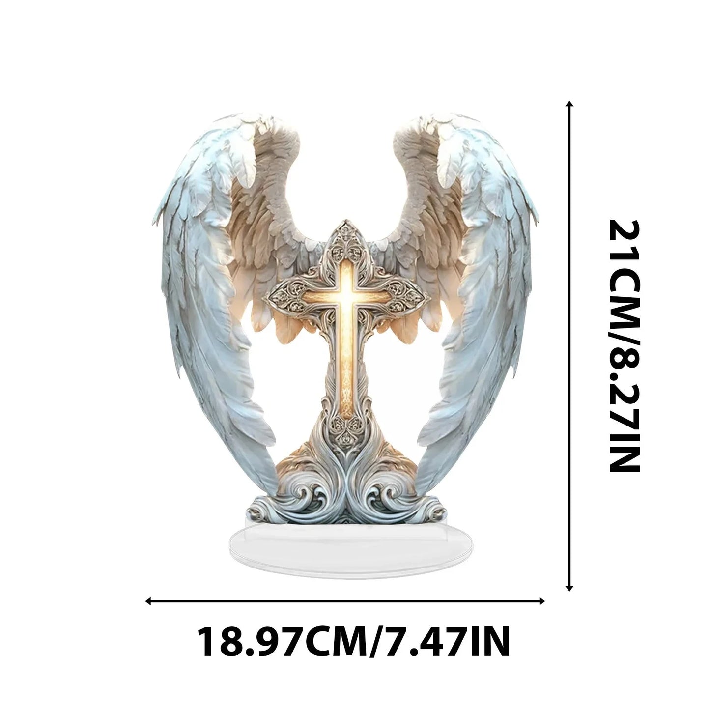  Angel Wings Cross 2D Acrylic Charming Angel Ornament Home Living Room Tabletop Perfect Christmas New Year Gift for Friends