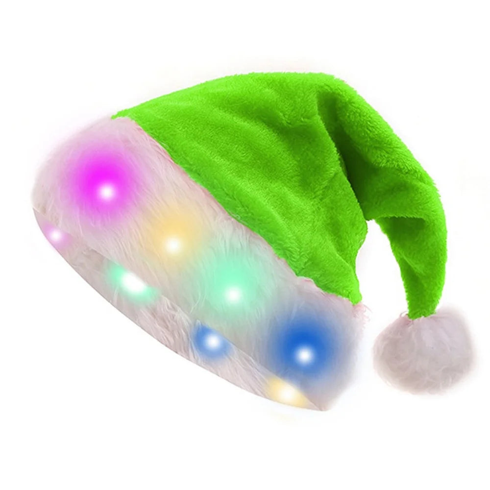 Luminous Christmas Hats Light Up LED Santa Claus Hat Christmas Decoration For Adult Kids New Year Festive Holiday Party Supplies