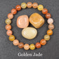 Natural Golden Obsidian Stone Beads Bracelet Men Women Golden Light Rainbow Obsidian Raw Stone Round Bead Natural Energy Jewelry