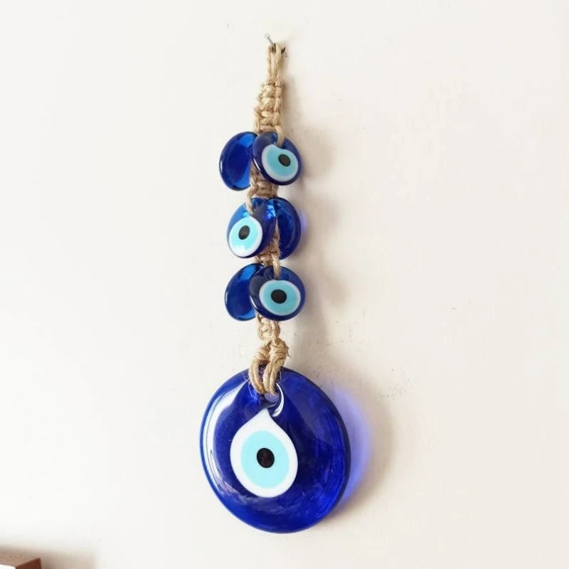 Evil Eye Glass Blue Turkish Evil Eye Pendant Wall Hanging Crystal Beads for Home Decor Living Room Wall Decoration Amulet Gift