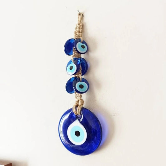 Evil Eye Glass Blue Turkish Evil Eye Pendant Wall Hanging Crystal Beads for Home Decor Living Room Wall Decoration Amulet Gift