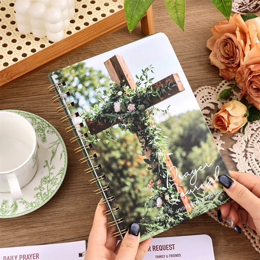 48 Sheets Cross Prayer Notebook Guided Devotional Journal with Bible Study Pages Elegant Religious Accessory for Christian