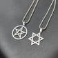 Classic Men's Star of David Pendant Necklace in Black Gold Silver Color Stainless Steel Israel Jewish Jewelry Free Chain 24 inch