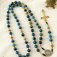 2026 new 1PCS handmade combination multi-color retro natural stone religious cross necklace jewelry suitable for various occasio