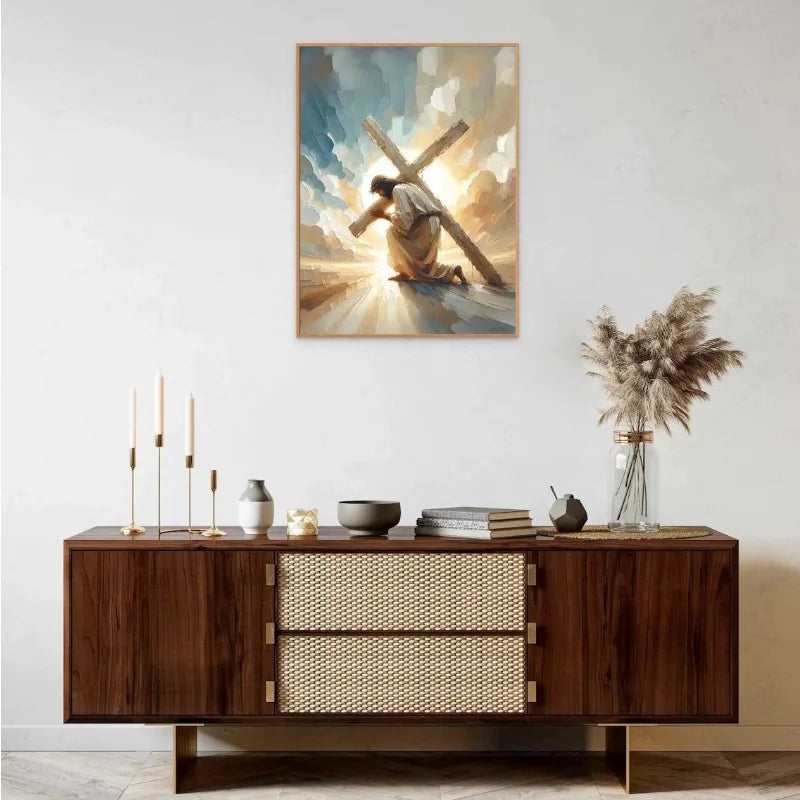 Modern Christian Believer Poster Jesus Praying Shepherd Bible Verse Easter Canvas Painting Wall Art for Kids Room Home Decor