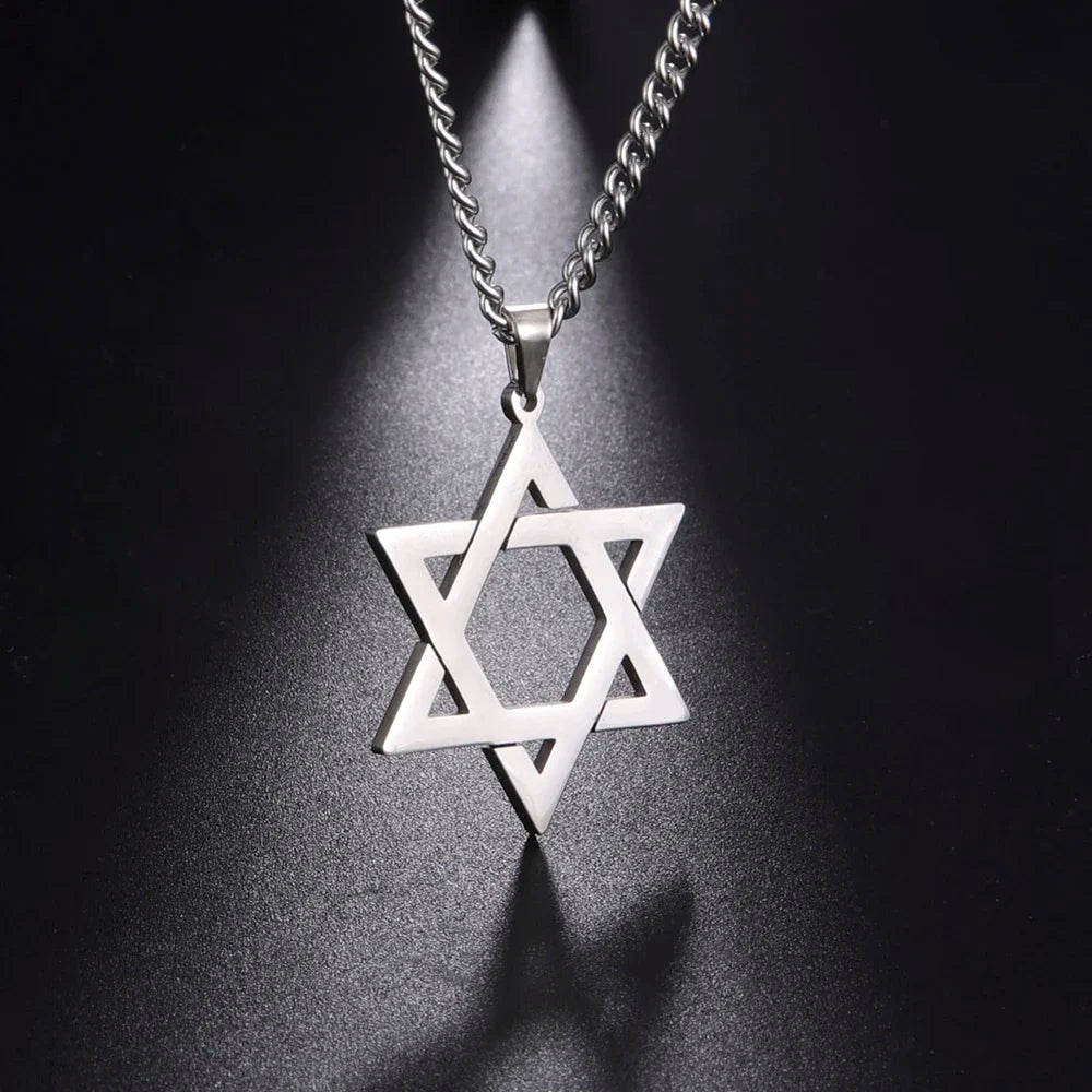 Skyrim Cutout Star of David Hexagram Choker Necklace for Men Women Gold Color Stainless Steel Chain Necklaces Jewish Jewelry