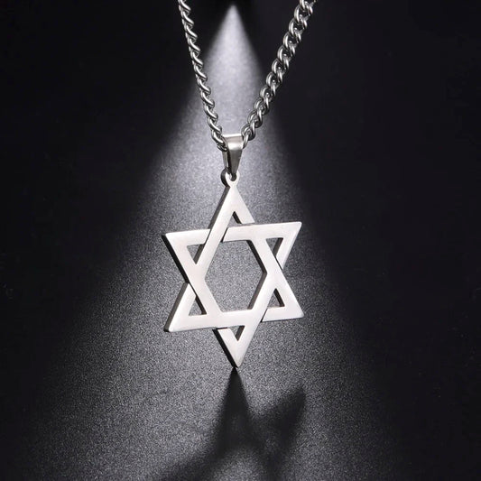 Skyrim Cutout Star of David Hexagram Choker Necklace for Men Women Gold Color Stainless Steel Chain Necklaces Jewish Jewelry