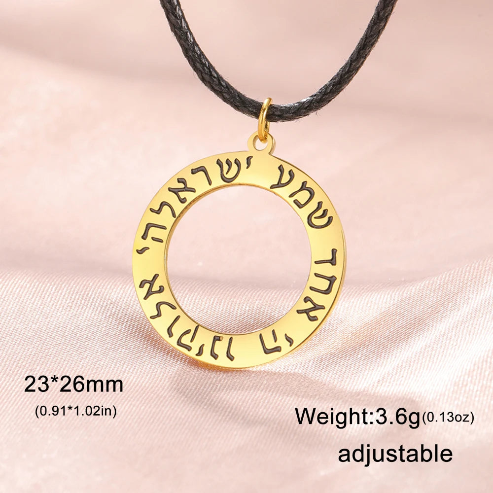 Dawapara Jewish Star of David Hebrew Shema Necklace Judaica Prayer Blessing Holy Pendant Stainless Steel Kabbalah Jewelry