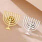 Dawapara Hebrew Letter Chai Brooch Star of David Menorah Jewish Symbol Lapel Pins Hanukkah Gift Stainless Steel Jewelry