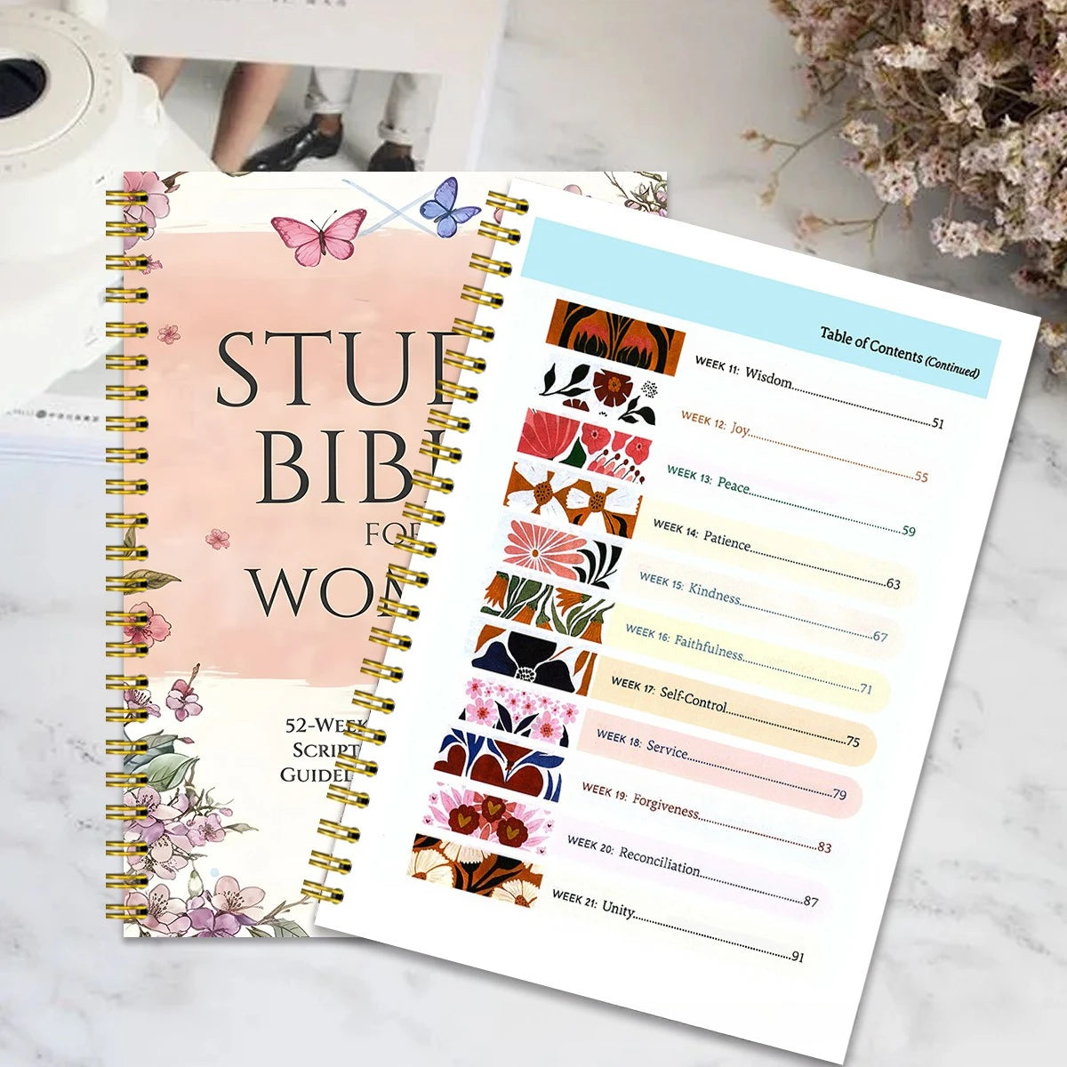 A4 Bible Study Journal for Women 220 Pages 52 Week Guided Scripture Devotional Christian Prayer Notebook Gift