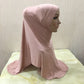 Women 2 Piece Solid Color Amira Jersey Muslim Hijab Soft Stretch Head Scarf with Tube Inner Underscarf Cap Hood Prayer Turbante
