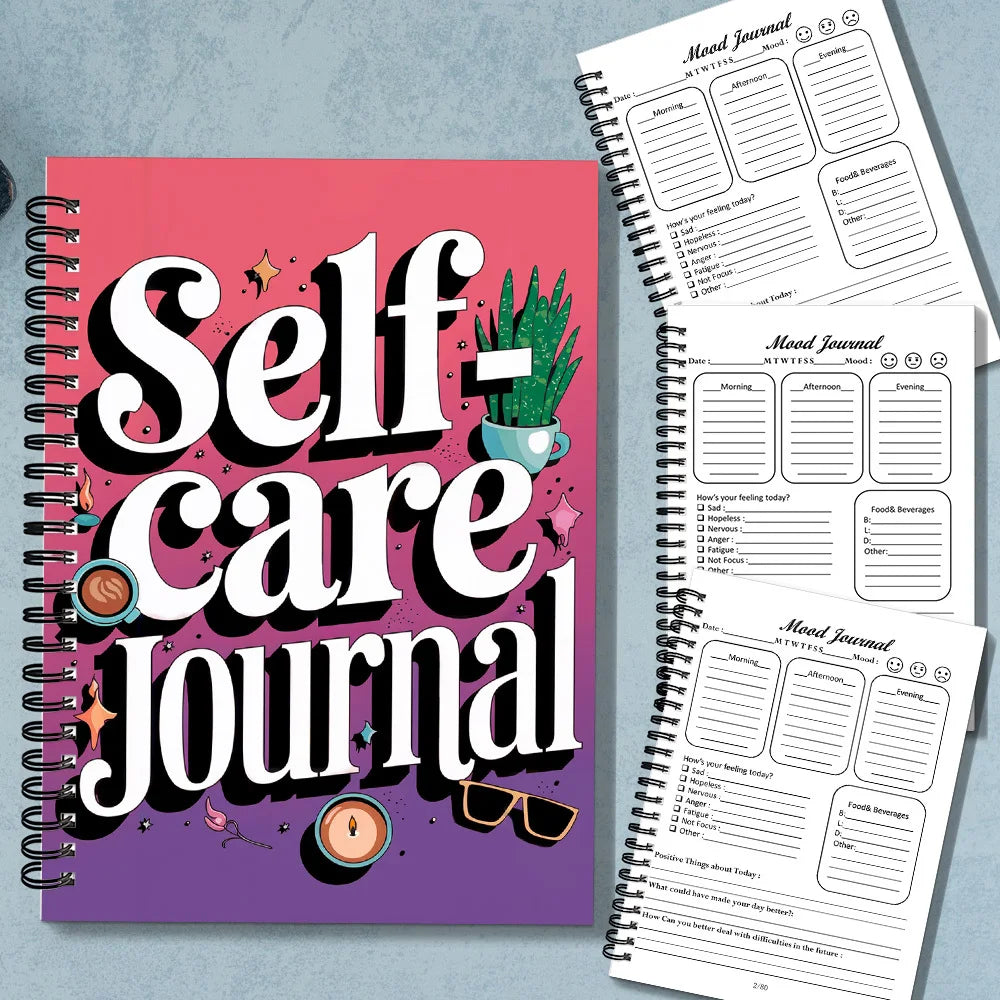 1PC Vibrant Pink Self-Care Emotion Diary For Daily Mental Wellness Tracking, Mood Recording & Self-reflection For Adults Seeking
