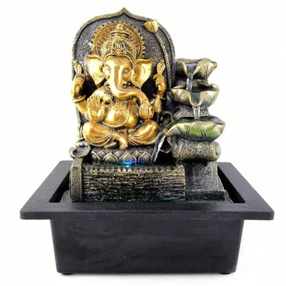 JC Indian Elephant God Buddha Statue Water Scene Crafts Resin Fountain Ornament