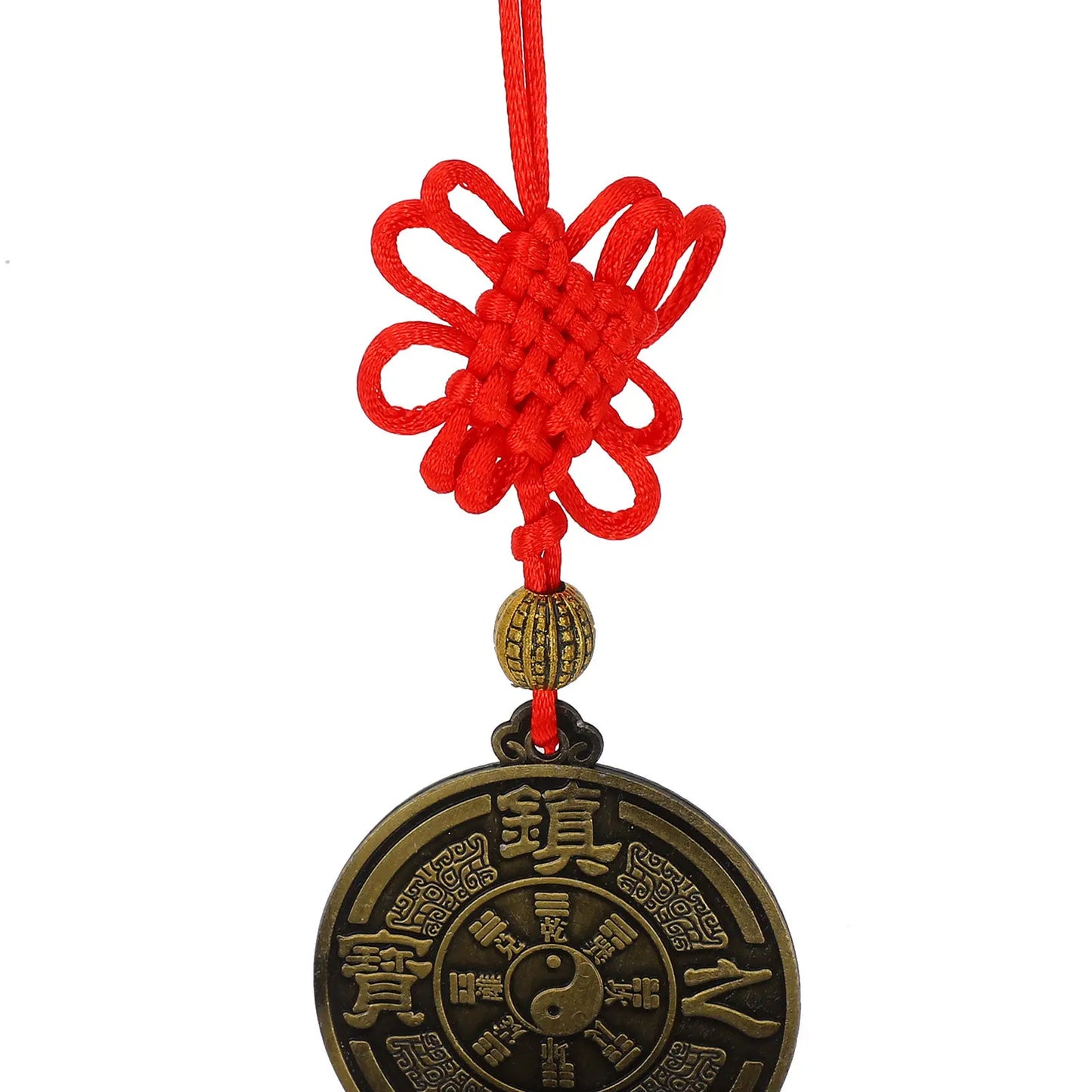 Chinese Knot Copper Wind Chime Car Pendant Traditional Feng Shui Hanging Bell Good Luck Decoration for Wealth Harmony