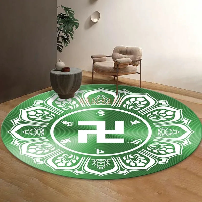 Six character mantra floor mat meditation mat energy yoga meditation mat circular anti slip mat
