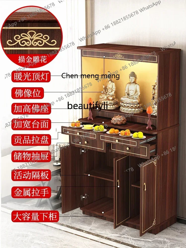X A  Chinese Style with Door Altar Buddha Shrine Household Altar Cabinet God of Wealth Clothes Closet Shrine