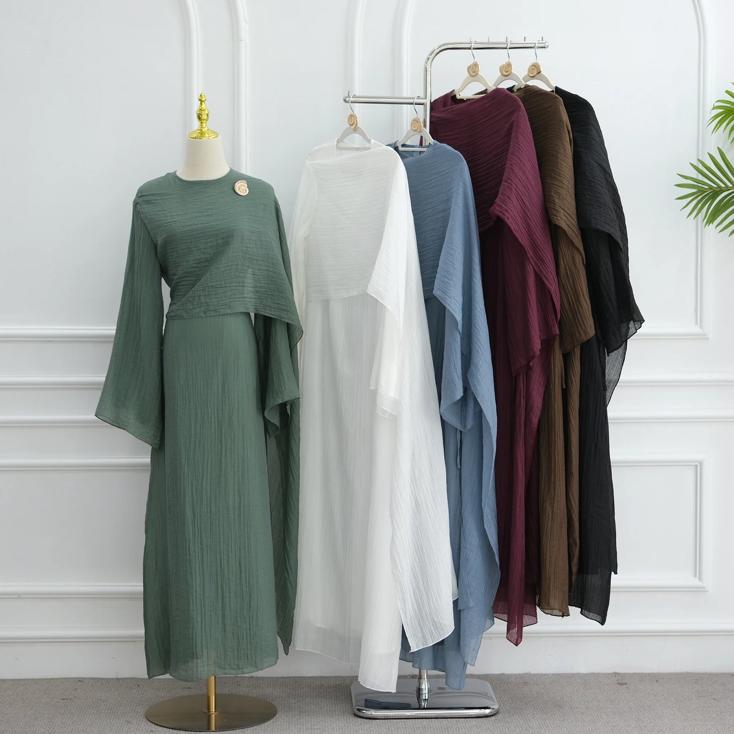 Sweet Slim-Fit Hijabi Abaya Dress-Fixed Long Scarf, Integrated Waist Belts, Decorative Pin. Ramadan Eid Party Muslim Women Dress