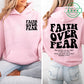 Faith Over Fear Print Sweatshirt Women Harajuku Casual Loose Hooded Bible Verse Jesus Fashion Hoodies Autumn Warm Female Clothes