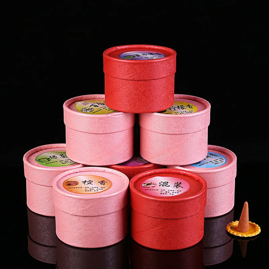 1Box 40Pcs Tower Incense With A Tray Natural Incense Rose Tulip Scent Sandalwood Spice