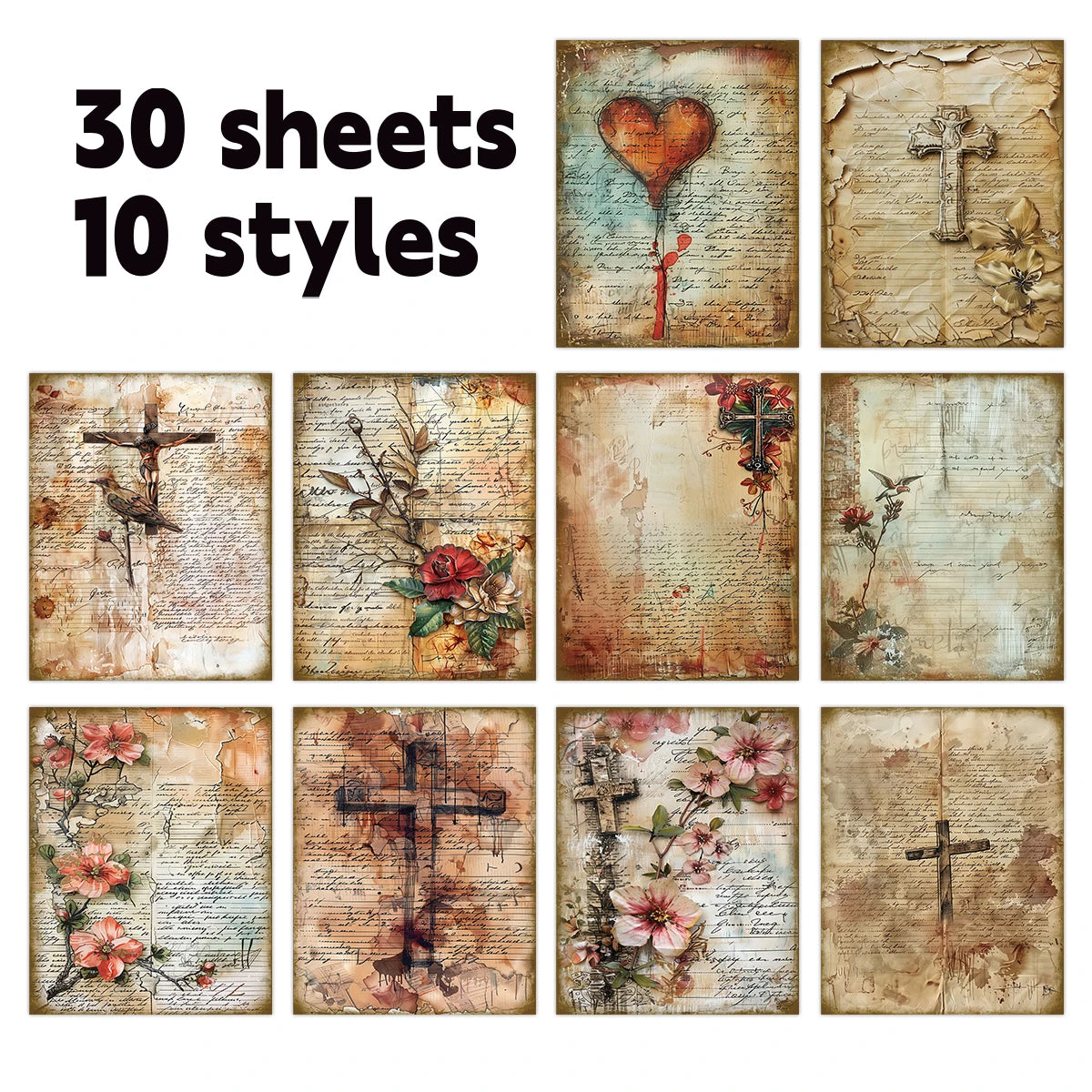 30pcs Bible Decorative Scrapbook Paper,For Bible Journaling,Faith-Based Diy Craft,Religious Art Project,Sunday Church Decoration
