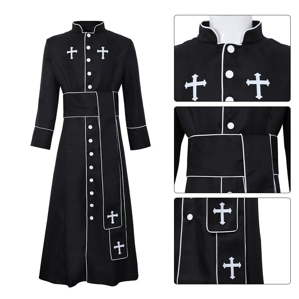 2026 Medieval clergy cosplay, priest robe, Roman jumpsuit, standing collar, costume LAQ