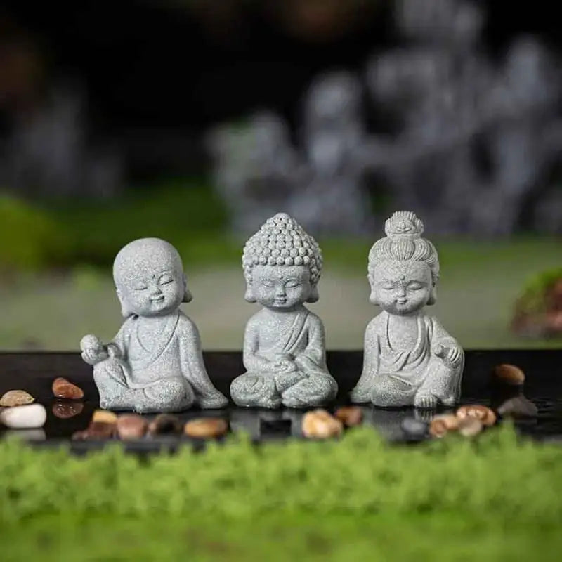 Cute Little Monk Buddha Statue Chinese Style Fish Tank Moss Landscaping Zen Garden Decoration Oriental Aesthetic