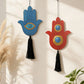 1pc Hamsa Hand Wall Hanging Decor, Blue & Red Evil Eye Tassel Ornaments, Boho Home Decor Pendant, Living Room & Gift Decoration
