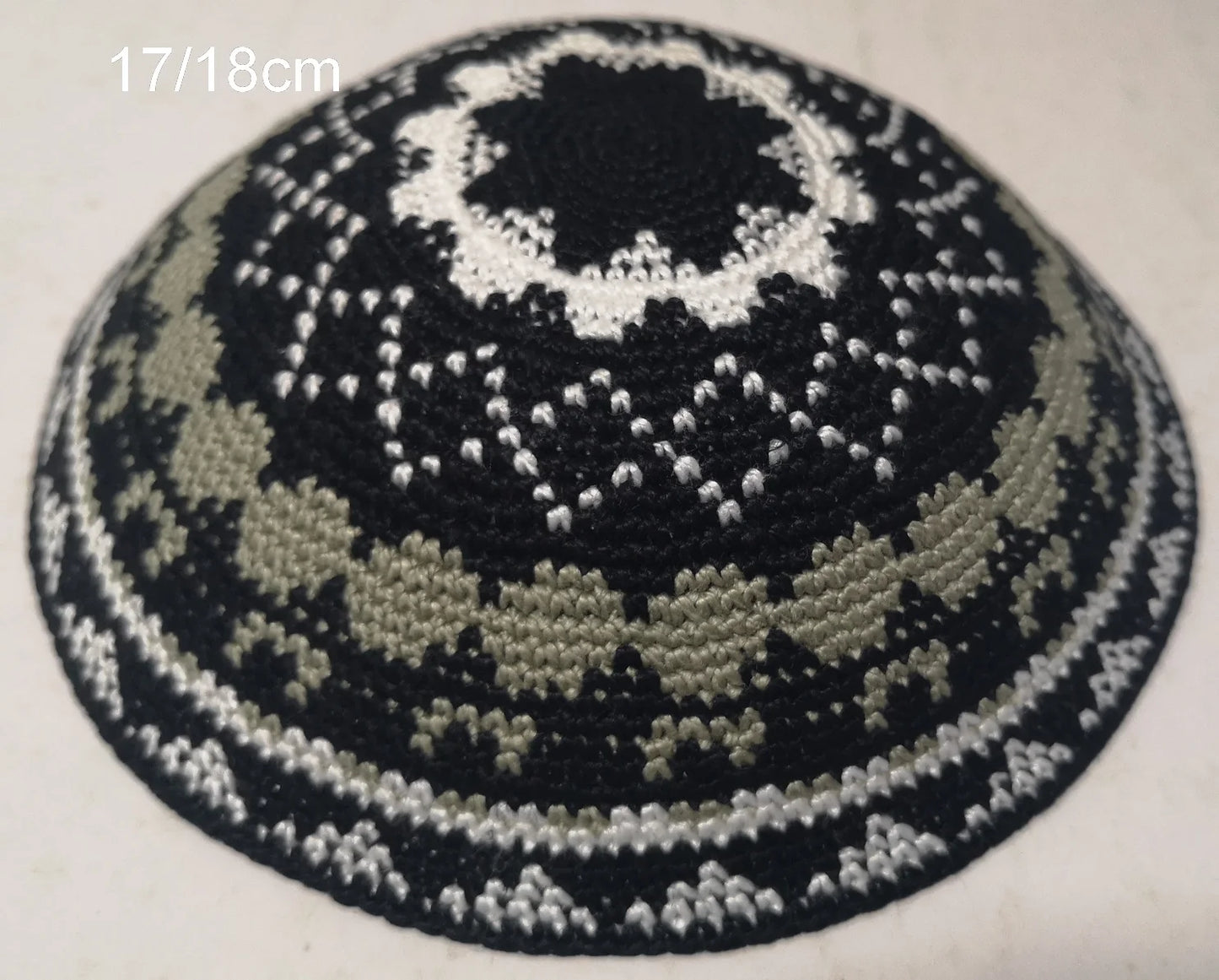HIGH QUALITY HANDMADE KNITTED YARMULKE KIPPAH WHITE TOP PRICE PER PIECE