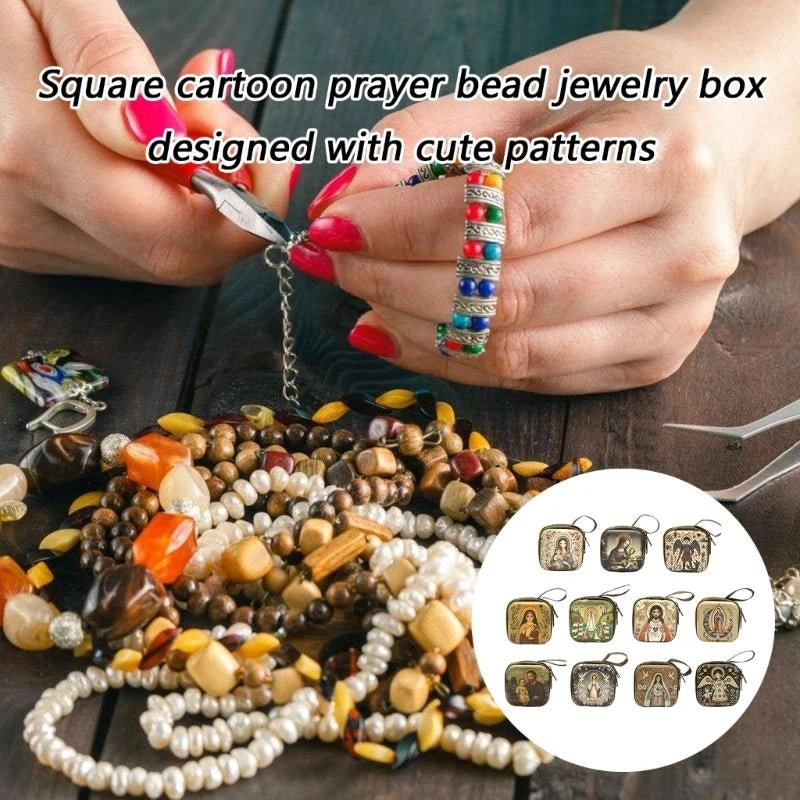 Catholic Rosary Religious Jewelry Storage Box Coin Purse Rosary Prayer Bag