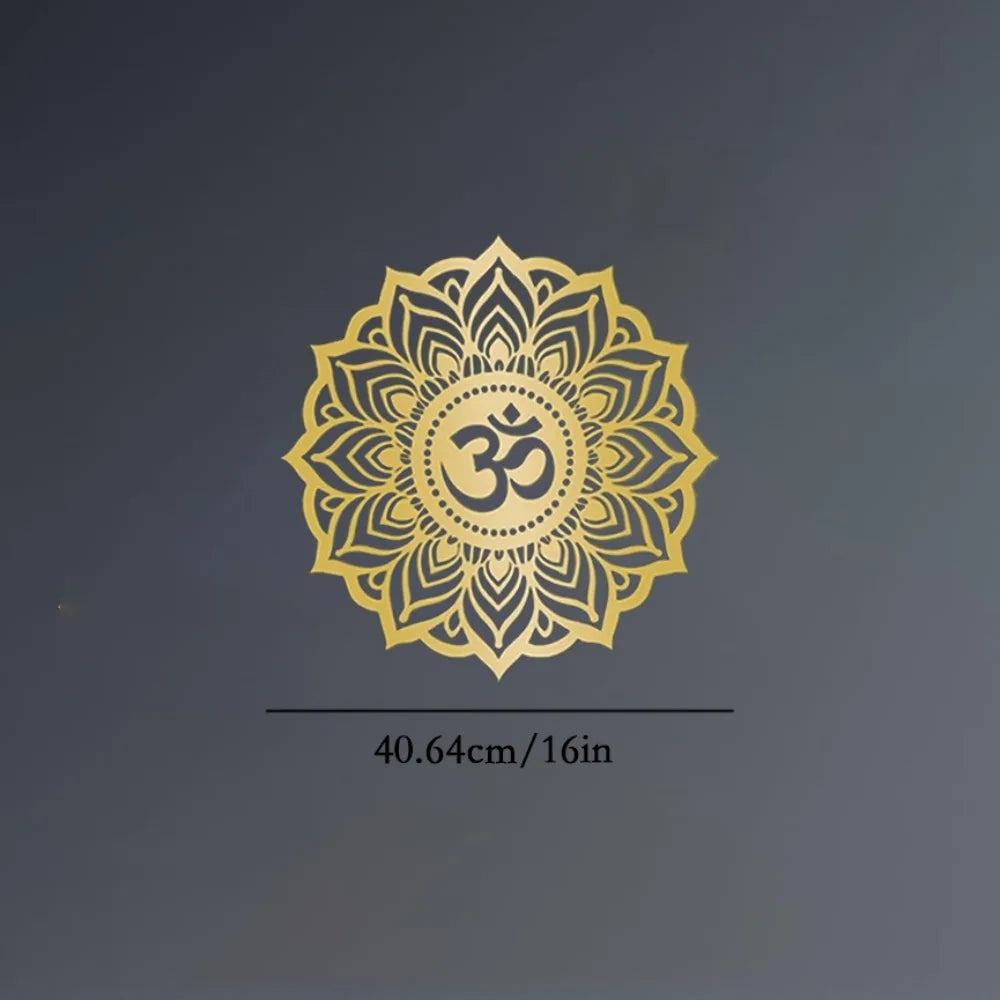 Mystic Om Mandala Gilded Metal Wall Sculpture | Lounge & Yoga Chamber Decor | Halloween & Christmas Gift