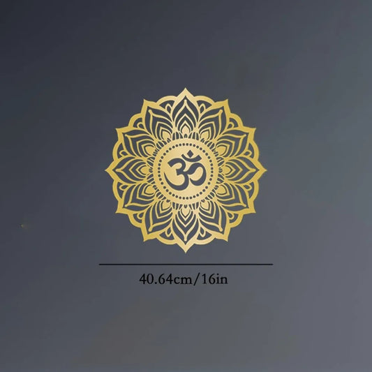 Mystic Om Mandala Gilded Metal Wall Sculpture | Lounge & Yoga Chamber Decor | Halloween & Christmas Gift