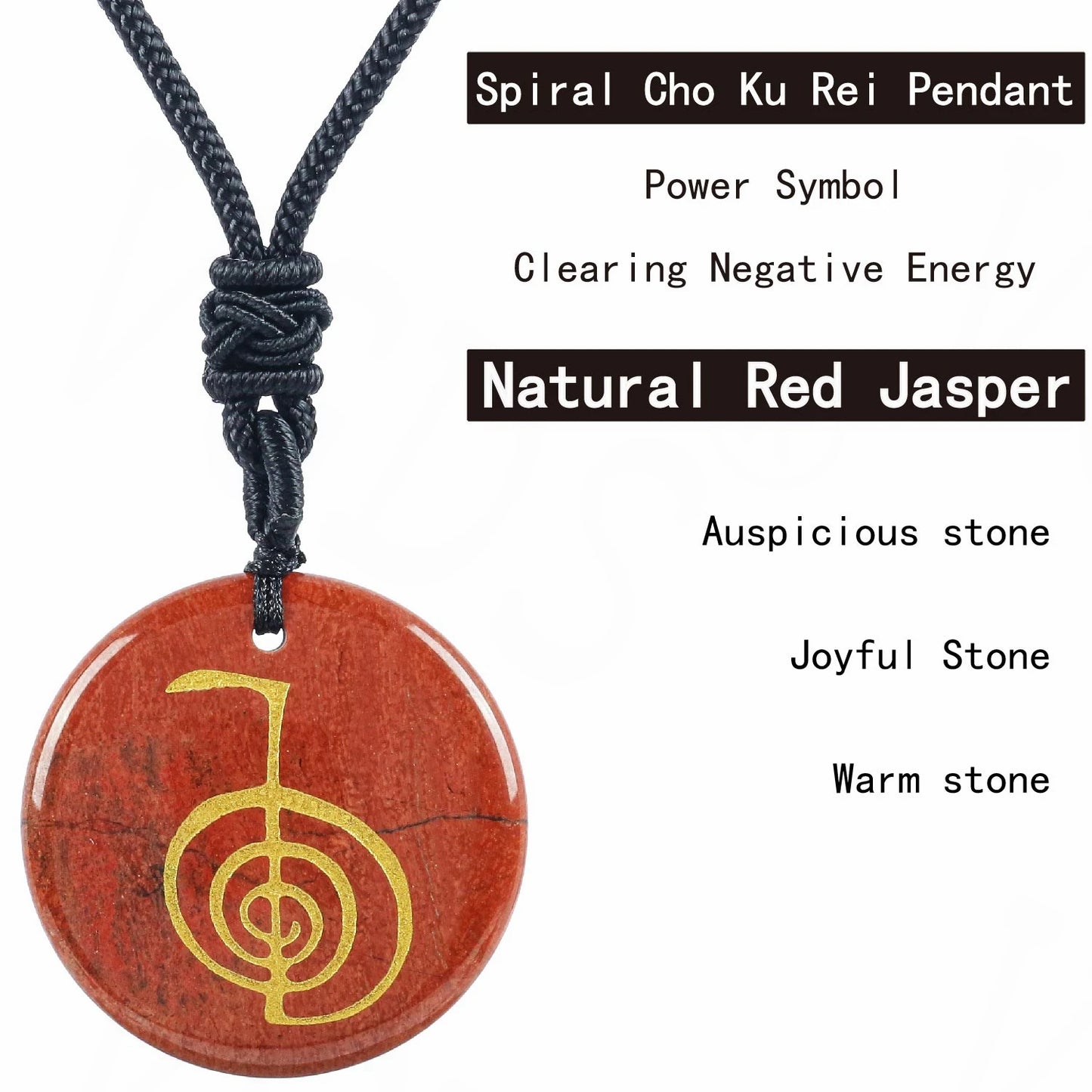 Hot Natural Crystal Quartz Cho Ku Rei Reiki Energy Symbol Pendant Ancient Spiritual Healing Necklaces Pendants Women Man Jewelry